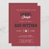 Stippen sport kastanjebruin Bar Mitswa uitnodiging (Voorkant / Achterkant)