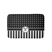 Stippen Stripes Monogram Black White Bath Badmat (Voorkant)