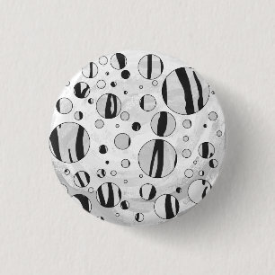 Stippen Tijger Zwart en Wit Print Ronde Button 3,2 Cm