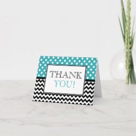 Stippen Turquoise & Chevron Bedankkaart