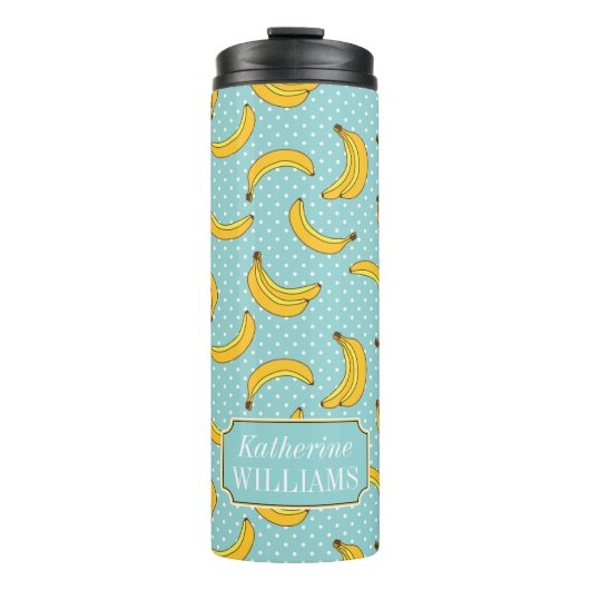 Stippen van bananen en pokken | Jouw namen toevoeg Thermosbeker (Voorkant)