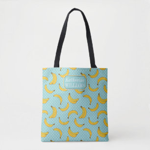 Stippen van bananen en pokken Jouw namen toevoeg Tote Bag