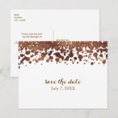 Stippen van de witte en de Bronze Confetti Glamor Aankondigingskaart (Voorkant / Achterkant)