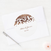 Stippen van de witte en de Bronze Confetti Glamor  Ronde Sticker (Envelop)