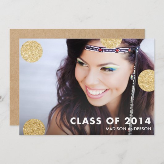 Stippen van Glitter | Uitnodiging van de Graduatio (Voorkant / Achterkant)