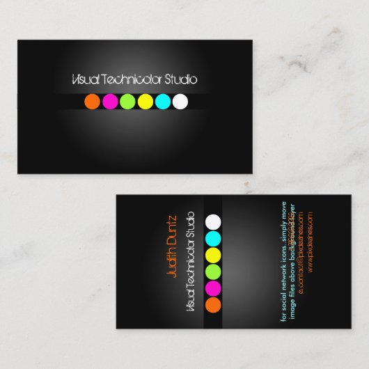 Stippen van kool/stijlvolle fluorescerende stoffen visitekaartje (Voorkant / Achterkant)