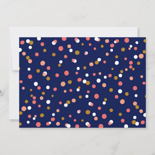 Stippen van koraal en goudConfetti Blauwe verjaard Kaart (Achterkant)