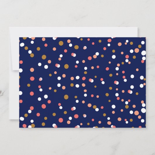 Stippen van koraal en goudConfetti | Navy Wedding  Kaart (Achterkant)