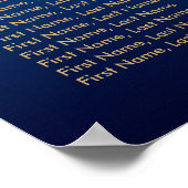 Stippen van Navy Blue en Gold Confetti 16 Zitkuur Poster (Hoek)