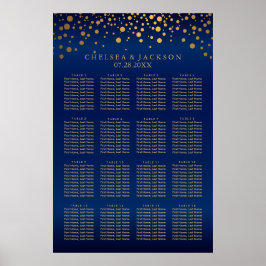 Stippen van Navy Blue en Gold Confetti 16 Zitkuur Poster