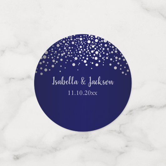 Stippen van Navy Blue en Silver Confetti (Kleine voorkant)