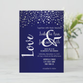 Stippen van Navy Blue en Silver Confetti Kaart (Staand voorkant)