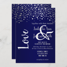 Stippen van Navy Blue en Silver Confetti