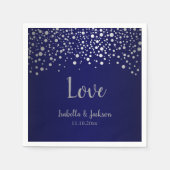 Stippen van Navy Blue en Silver Confetti Servet (Voorkant)