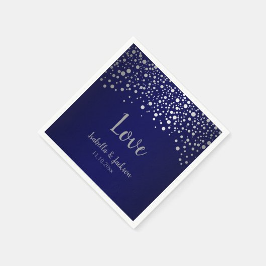 Stippen van Navy Blue en Silver Confetti Servet (Hoek)