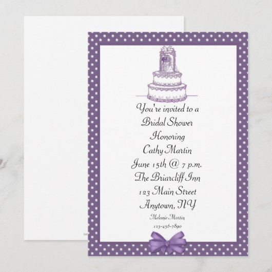 Stippen van Paarse Cake Kaart (Voorkant / Achterkant)