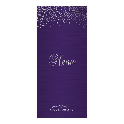 Stippen van Paarse en zilverConfetti Reclamekaart (Voorkant)