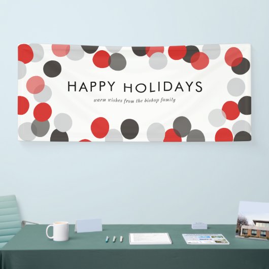 Stippen van rode en zwarte Confetti Prettige feest Spandoek (Beurs)