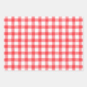Stippen van rode Waterverf Gingham-pakpapier Inpakpapier Vel (Voorkant)