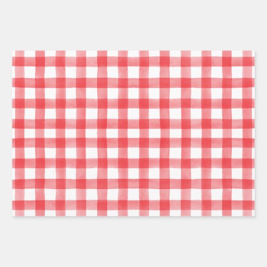 Stippen van rode Waterverf Gingham-pakpapier Inpakpapier Vel (Voorkant)