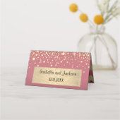 Stippen van roos en goudvron en Confetti Plaatskaartje (Achterkant)