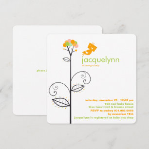 Stippen van zoete Oranje vogel - Baby shower Kaart