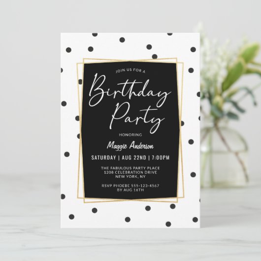 Stippen van zwarte en witte Confetti Kaart (Staand voorkant)