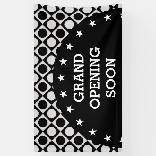 Stippen & vierkantjes & sterren / zwart wit + uw i spandoek (Verticaal)