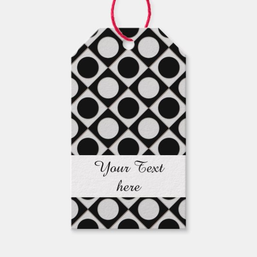 Stippen & vierkantjes / zwart wit + uw ideeën cadeaulabel (Voorkant)