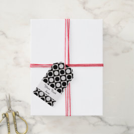 Stippen & vierkantjes / zwart wit + uw ideeën cadeaulabel