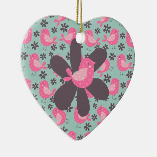 Stippen Vogels en Bloemen Keramisch Ornament (Rechts)