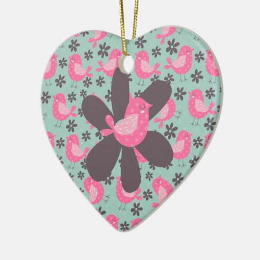 Stippen Vogels en Bloemen Keramisch Ornament (Links)