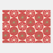 Stippen voor atoomtijdperk in kerstgroen rood crèm inpakpapier vel (Voorkant 3)