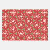 Stippen voor atoomtijdperk in kerstgroen rood crèm inpakpapier vel (Voorkant)