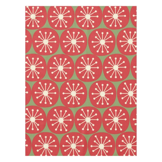 Stippen voor atoomtijdperk in kerstgroen rood crèm tafelkleed (Voorkant)