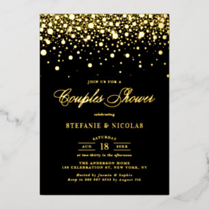 Stippen voor Confetti met zwarte en goudkleuren Folie Uitnodiging