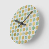 Stippen voor  goud en Blauwgroen Waterverf Ronde Klok (Hoek)