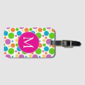 Stippen voor kleurrijke vun regenboog Roze monogra Bagagelabel (Voorkant (horizontaal))