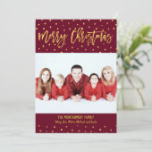 Stippen voor Merry Kerstmis Gold Script - Aangepas Feestdagenkaart (Staand voorkant)