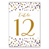 Stippen voor Paarse en goudConfetti Tabelnummers Kaart (Achterkant)