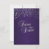 Stippen voor Paarse en zilveren Confetti - Sla de  Save The Date (Voorkant)