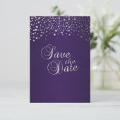 Stippen voor Paarse en zilveren Confetti - Sla de  Save The Date (Staand voorkant)