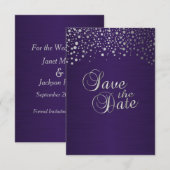 Stippen voor Paarse en zilveren Confetti - Sla de  Save The Date (Voorkant / Achterkant)