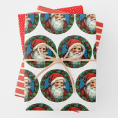 Stippen voor papiervellen, SANTA, RODE STRIPES Inpakpapier Vel (In situ)