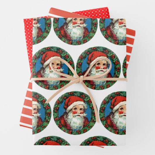 Stippen voor papiervellen, SANTA, RODE STRIPES Inpakpapier Vel (In situ)