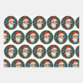 Stippen voor papiervellen, SANTA, RODE STRIPES Inpakpapier Vel (Voorkant)