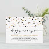 Stippen voor roze en koperConfetti nieuwjaarsfeest Kaart (Staand voorkant)
