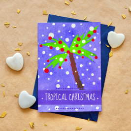Stippen voor Tropische kerstboomsneeuw Feestdagenkaart