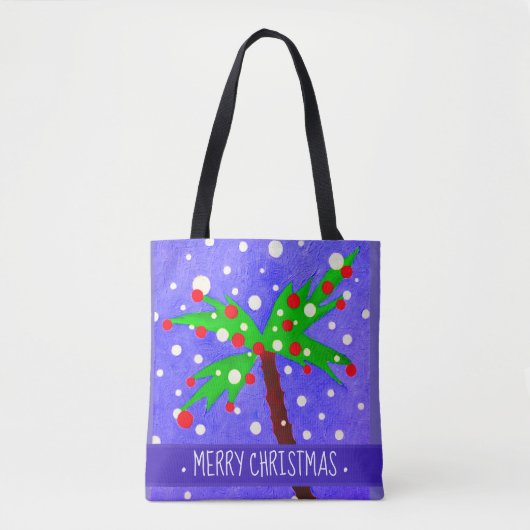 Stippen voor Tropische kerstboomsneeuw Tote Bag (Voorkant)