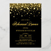 Stippen voor zwarte en goudConfetti Folie Uitnodiging (Voorkant)
